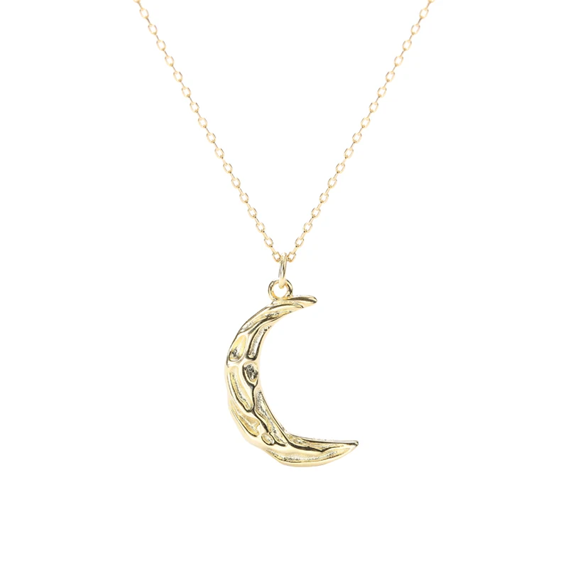 

Creative design pleated fold moon shape gold pendant necklace for 925 silver