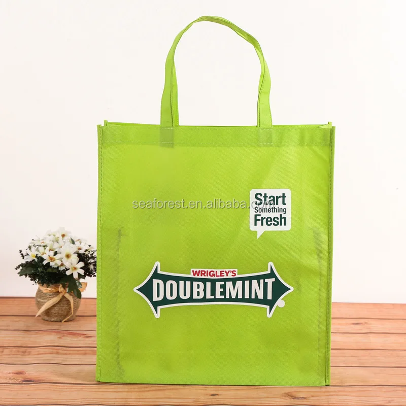 Custom Printed Green Eco Friendly Non Woven Ping Bag Totes Tote Bags No Minimum