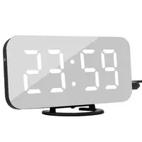 

Digital Mirror LED Screen Alarm Clock with Dual USB Charging Port Brightness Sensor for Bedroom Kitchen Hotel Table Desk