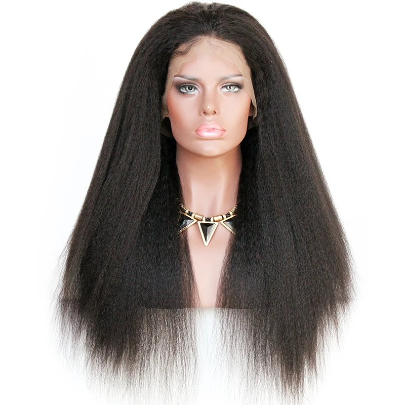Premier Virgin Mongolian Human Hair 20 Inch Kinky Straight Full Lace Wigs for black women