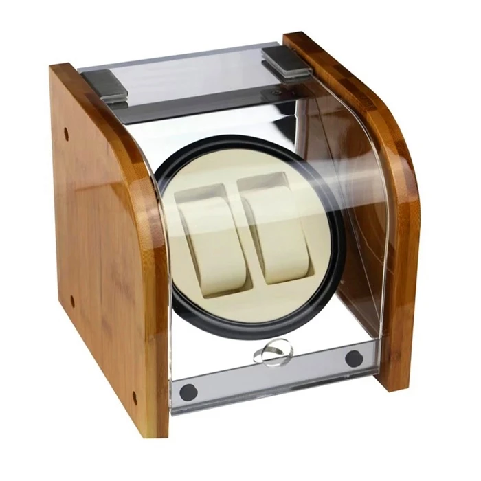 

Luxury Custom Collins Brown High Gloss Wooden Double Watch Winder With Claimed Veins Interior, Brown/customized
