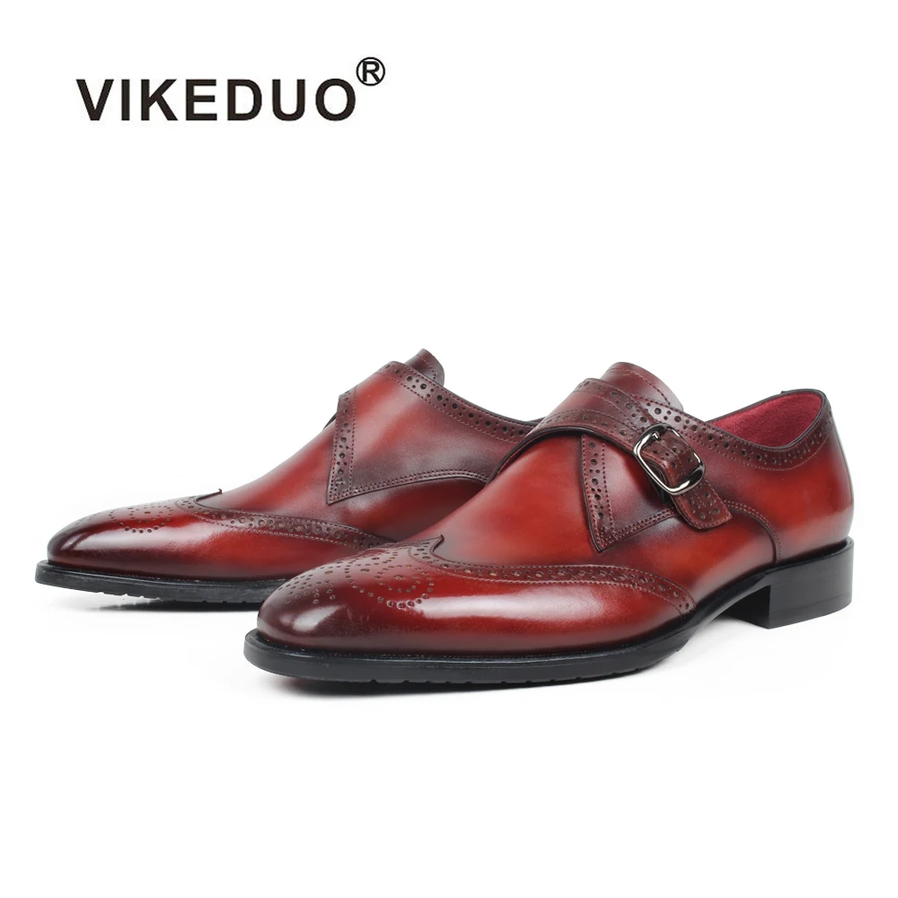 

Vikeduo Hand Made Perfect Casual Business Footwear Single Monk Strap Shoes High Man Latest Fashion Shoes, Jacinth