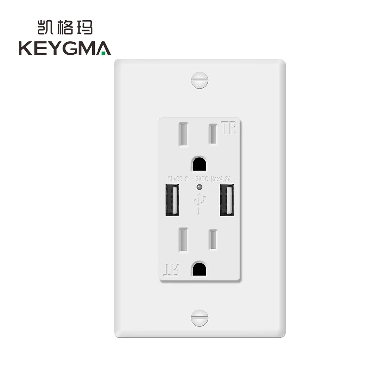 

KEYGMA 15A 125V Tamper Resistant Fast USB Charger, White