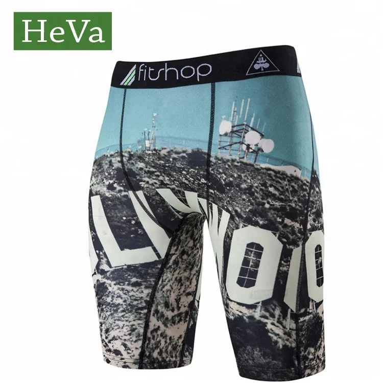 Wholesale fashion polyester quick dry sports underwear men digital print boxer shorts