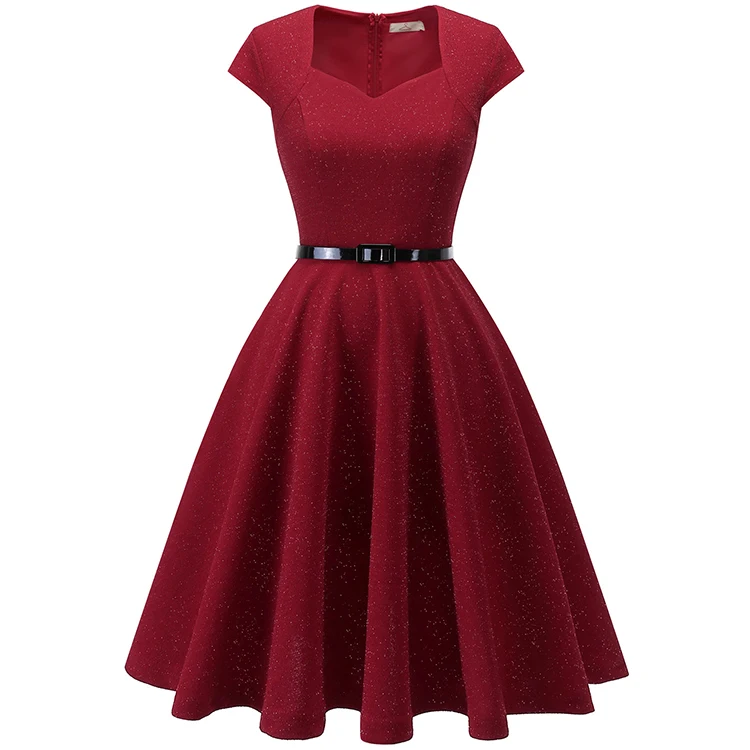 

Red hot sale 50s vintage cap sleeve dress women, Red and color chart colors