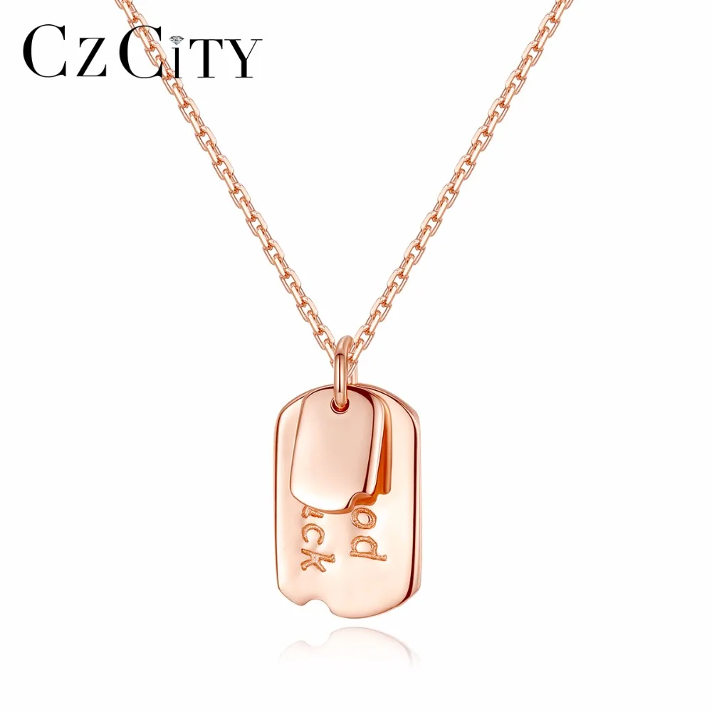 

CZCITY Wholesale Simple Fashion Squared Silver 925 Pendant Necklace With Double PCS For Women,Men,Children Party Or Gift, N/a