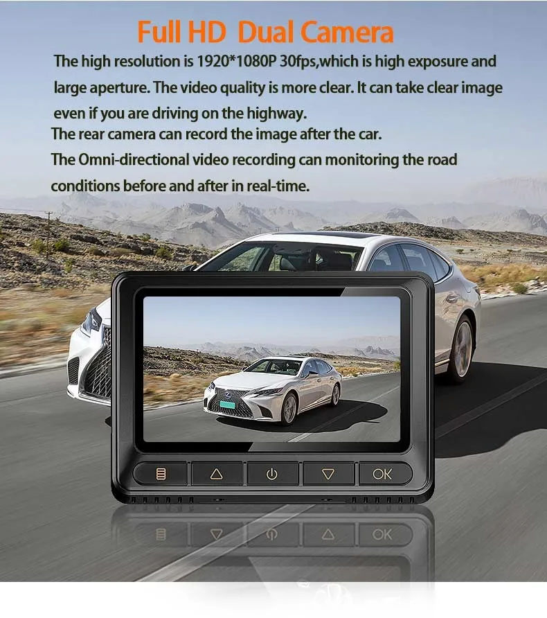 2019 Full 1080p Dash Cam User Manual 3.0'' Screen Dual Camera Car Dvr