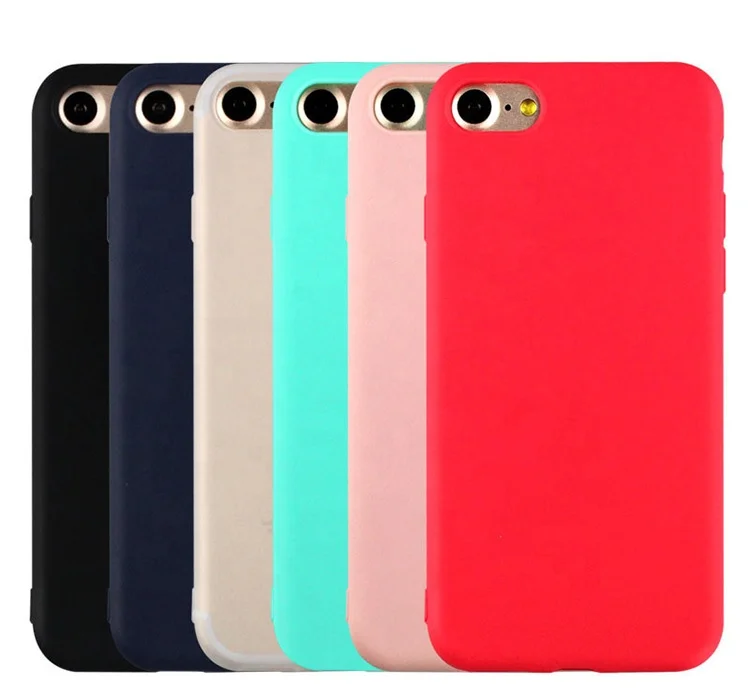 Mobile accessories 6 Colors mobile phone shell Ultra thin Solid color 0.9mm Matte Silicone TPU phone case for iPhone 7 8