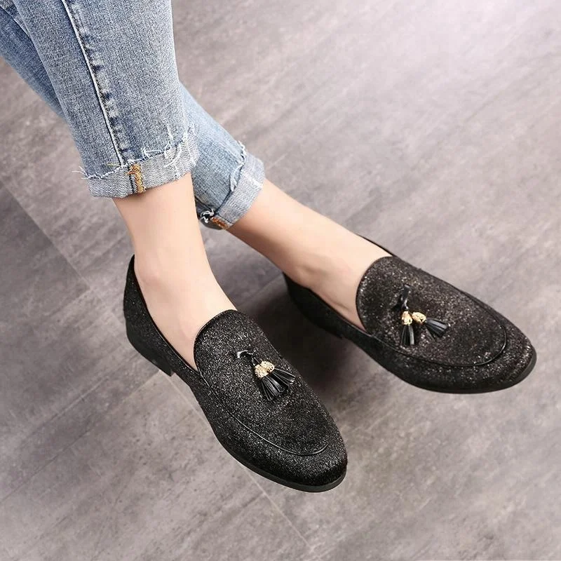 

SS0273 Latest summer fashion man casual loafers shoe 2019 men's low cut pointed toe dress shoes, Black