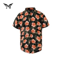 

New style ready made popular male short sleeve summer printed 100% rayon hawaiian beach shirt