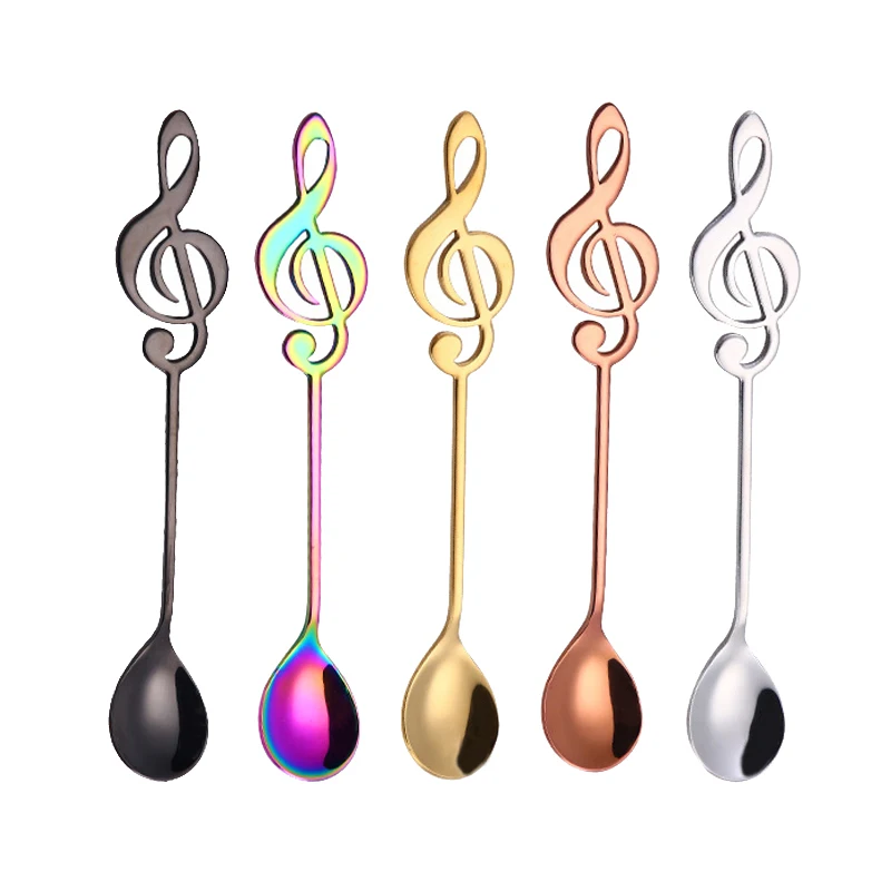 Elegant Music Note Handle Stainless Steel Titanium Coffee stirring spoon