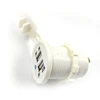 Top Quality DC 12-24v Powerlet Plug to 5V 3.1A Dual USB Charger Socket Adapter for Car Bus Truck Boat-Cool White Color