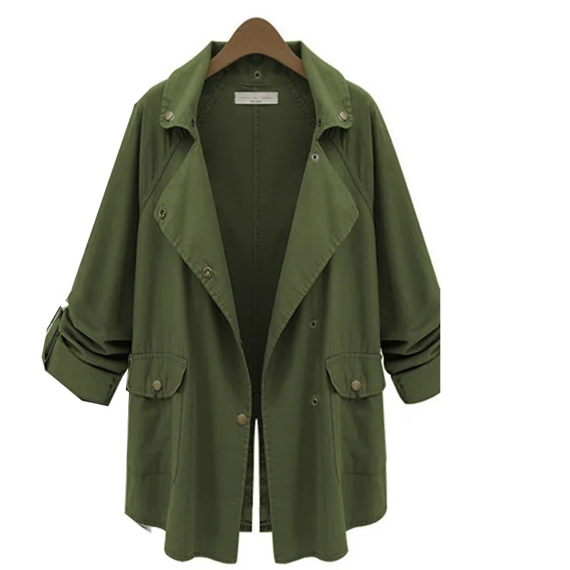 Lingswallow Womens Classic Button Down Long Jacket Trench Coat Cardigan