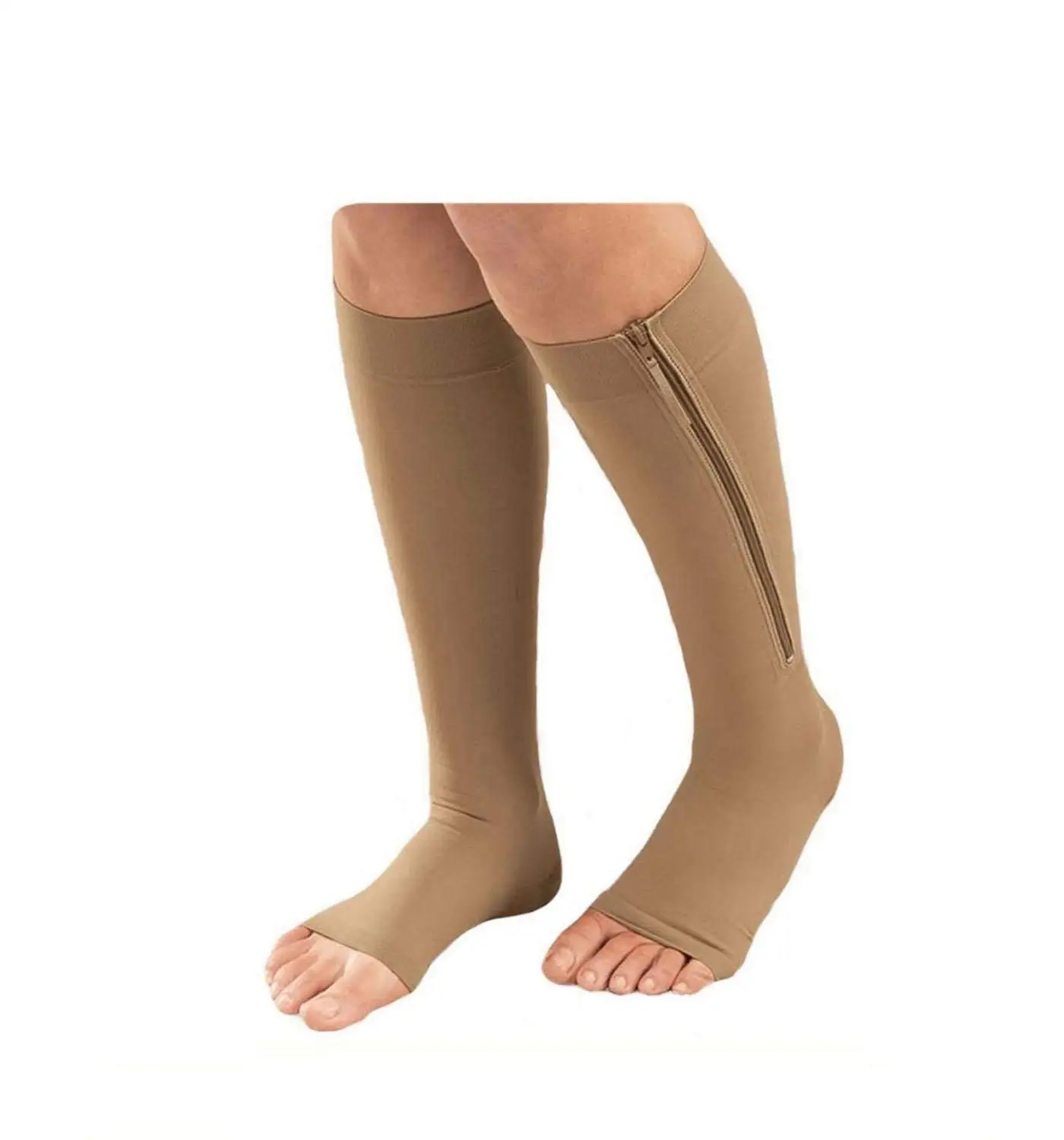 4XL 2 Pairs Beige HealthyNees 2 Pairs Combo Zipper Compression