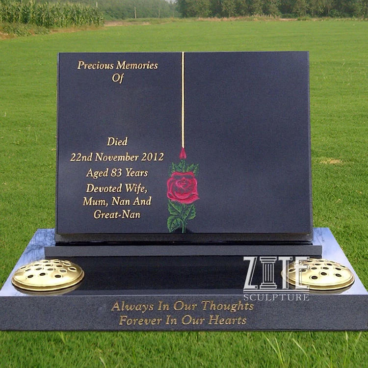 High Quality Marble Hand Carved Black Granite Headstones For Graves