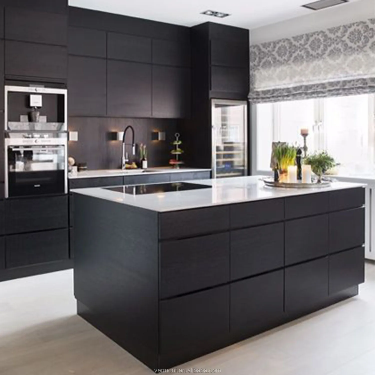 2019 Hangzhou Vermont Deep Color Free Design Pvc Membrane Kitchen