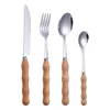 high quality Stainless steel tableware with Japanese style beech wood handle
