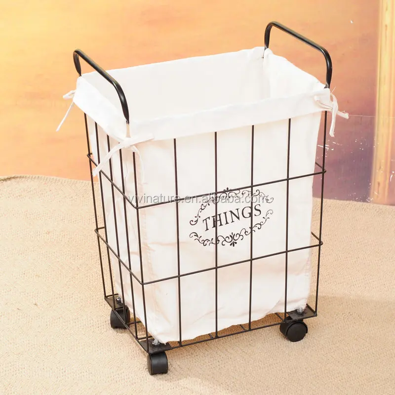 Rustic Metal Frame Home Wire Double Laundry Hamper With Liner Buy