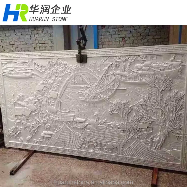 
Wall Relief Sculpture, Relief Wall Art with Natural White Limestone 