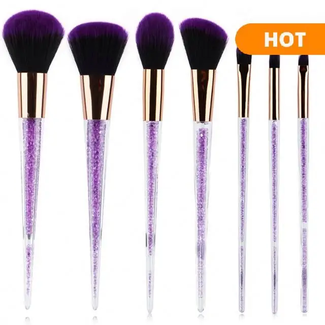 

High Quality Private Label Makeup Brushes Set 7pcs Purple Glitter Cosmetic Brush