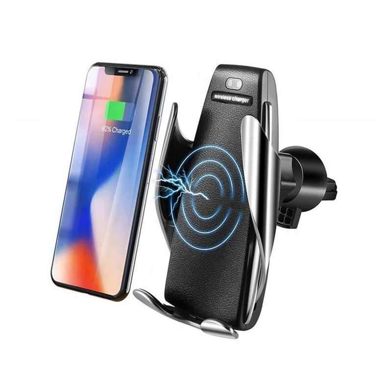 

Promotional Qi Wireless magic S5 power 10W Air Vent Mount Fast Charge Car cell Phone Charger Holder for iPhone for Samsung, Black