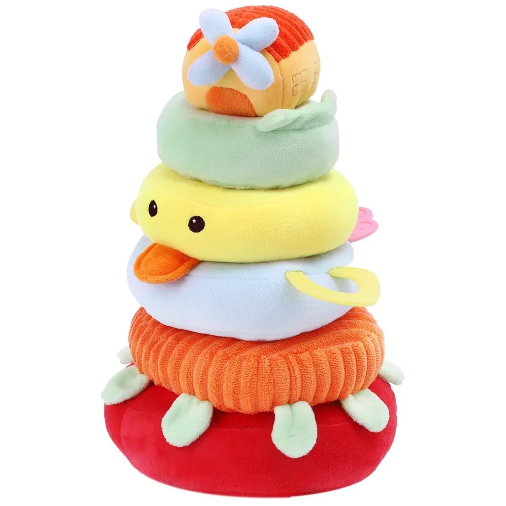 New Baby Soft Safe Toy Plush Stacking Rings Cotton Stacker Set Toy