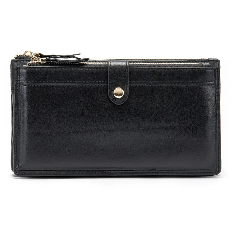 

Accept Customization Oem Man Long Zip Hand Wallet For Men Leather 3002, Black
