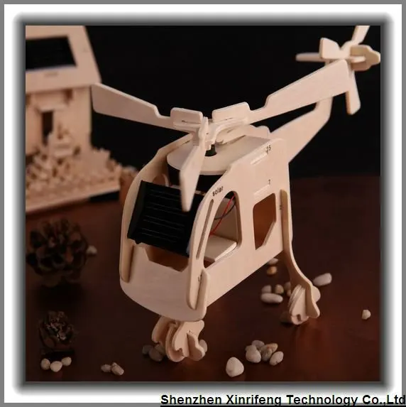 2012 New promotional gift DIY solar toy wood plane