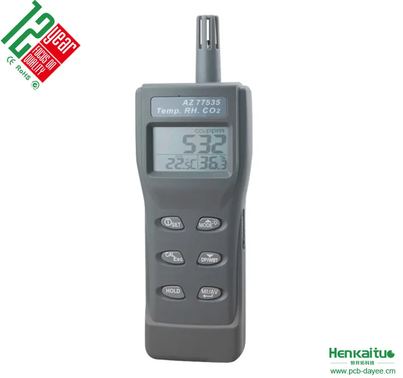 AZ 77535 Máy đo chất lượng không khí trong nhà Máy dò carbon cầm tay Carbon đo nhiệt độ kỹ thuật số Máy đo CO2