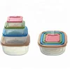 Creative Rectangle 5pcs Plastic Food container with colorful lid