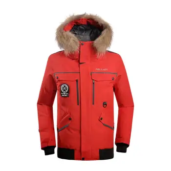 Winter Padding Outwear Super Warm Men's Thick Duck Down Jacket With Fur Hood - Buy Red Jacket 