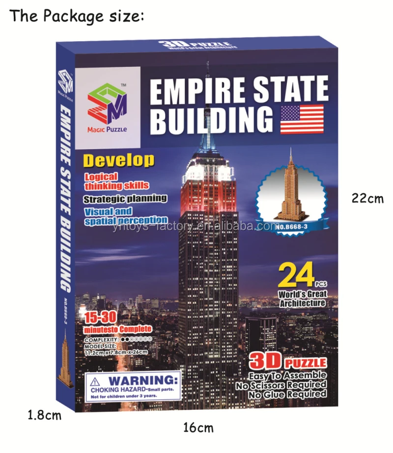 Educational Toys Puzzle U.S. Empire State Building Model Toys World Famous Architecture 3D Puzzle For Kids