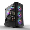 Iron Net Front Panel pc gaming computer atx case with Black Tempered Glass side board