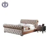 made in china simple tufted fabric modern double bed luxury bedroom furniture light brown king size beds
