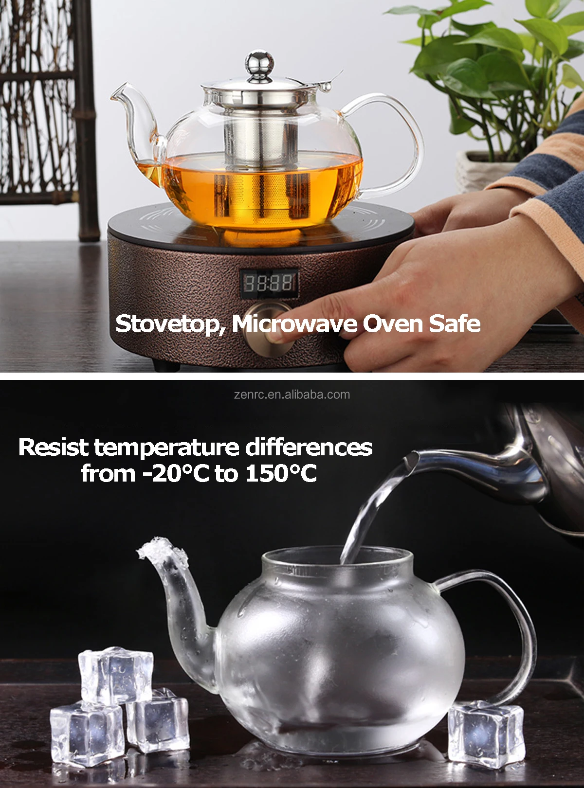 Borosilicate Glass Teapot with Updated Stainless Steel Strainer