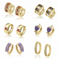 

1113 xuping korean jewelry, 14k huggies hoop earring women gold earrings, rhinestone korean fashion earrings for women