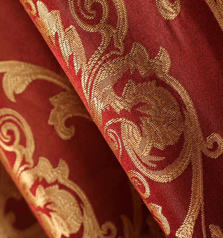 Heiße Verkäufe Rot Luxus Vorhänge Mit Volant Moderne Jacquard Vorhänge