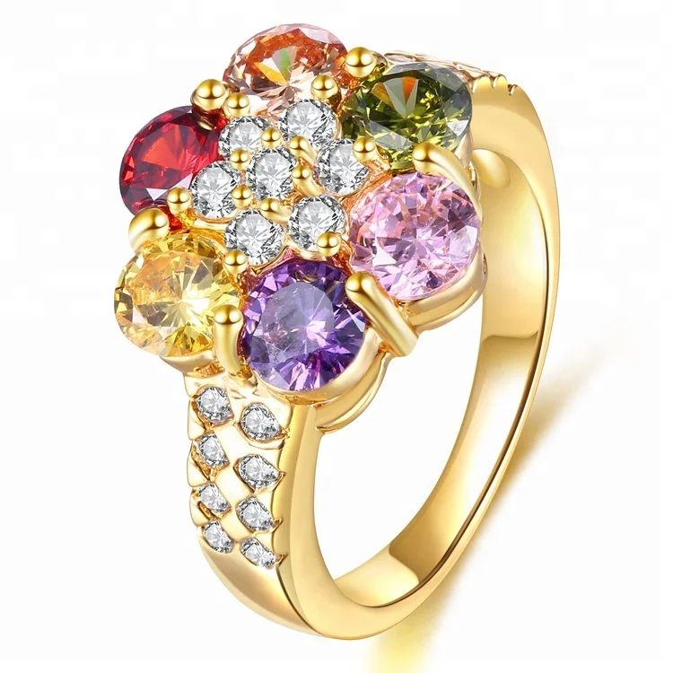 

jewelry zhefan mini order 18k gold plated jewelry Color cubic zirconia wholesale mountings brass ring, Black,ruby,pink,black,champagne white gold ring