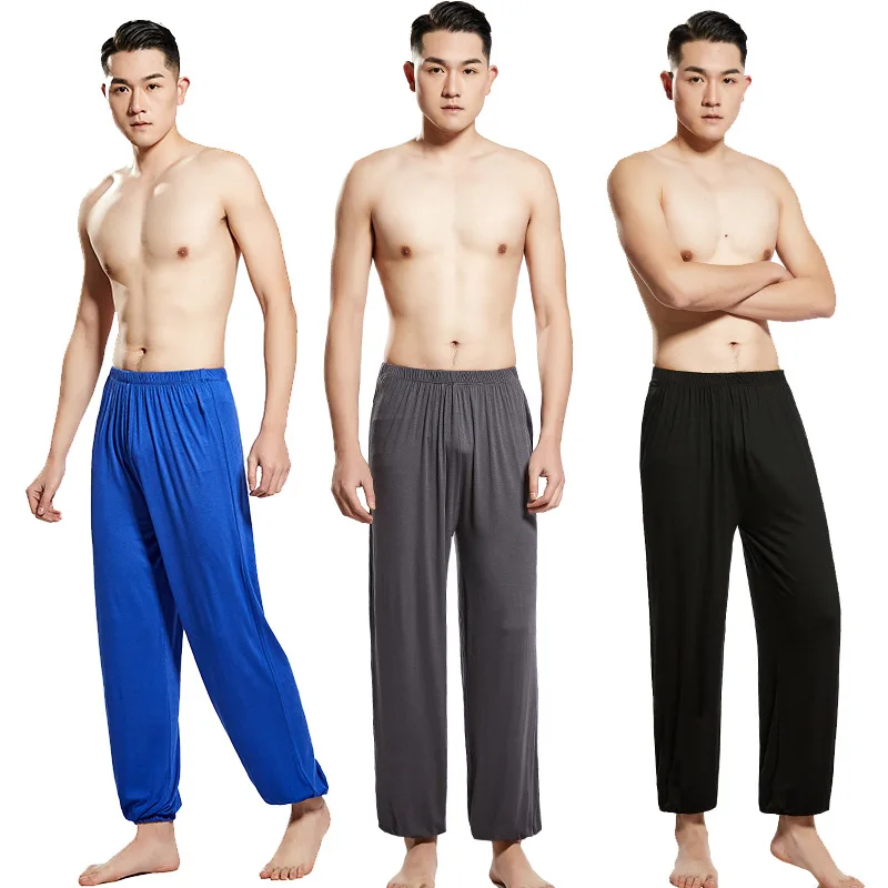 

Mens Loose Comfy Modal Sports Tai Chi Pants Martial Arts Training Trousers Bloomers Uniform, As pictures