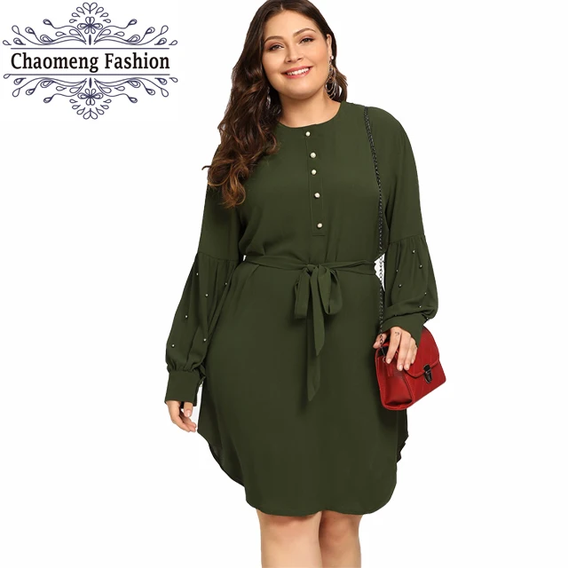 

2072# New design plus size modern lady pearl abaya fashion dresses long sleeve muslim skirt and blouse, Black / customized colors