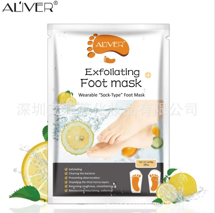 Exfoliating Foot Mask Lemon Exfoliating Peel Foot Mask Aloe Baby Soft Feet Remove Callus Hard Dead Skin
