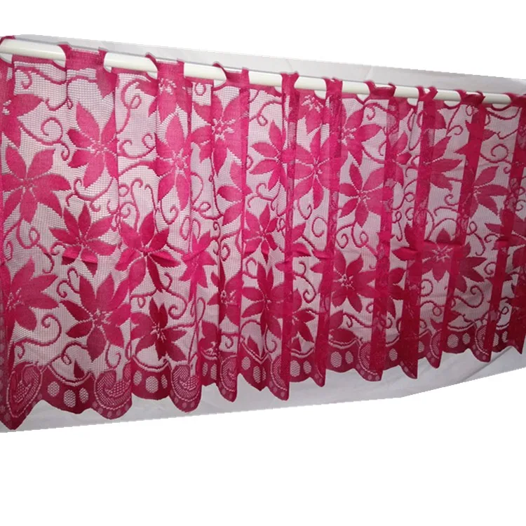 Lace Window Valance Home Kitchen Sheer Cafe Curtain Poinsettia Red ...