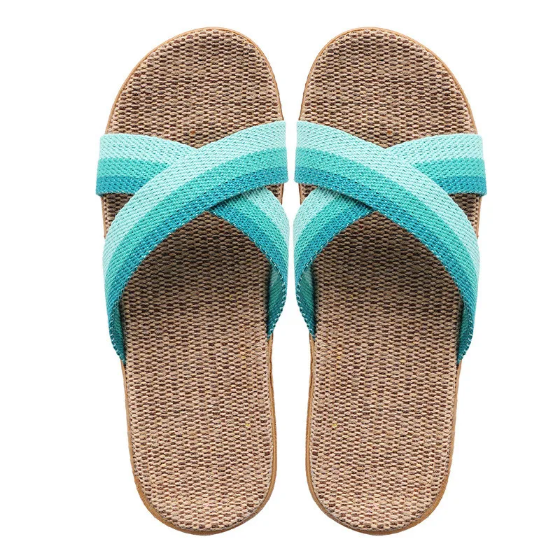 

Wholesale cheap flax EAV simple design slide sandals breathable environmental healthy protection slippers For unisex, Customer's request