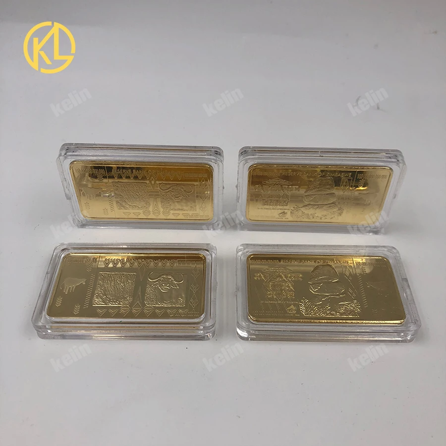 

Free Shipping 400pcs/lot Zimbabwe one hundred Trullion Dollars Gold Metal Banknotes Coin with 40 certificates by Fedex IE, Pure gold/colored gold/silver