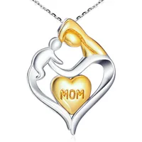 

2018 Women Necklaces Jewelry Mom&Child Gold Color Love Heart Necklaces Mother's Day Gifts