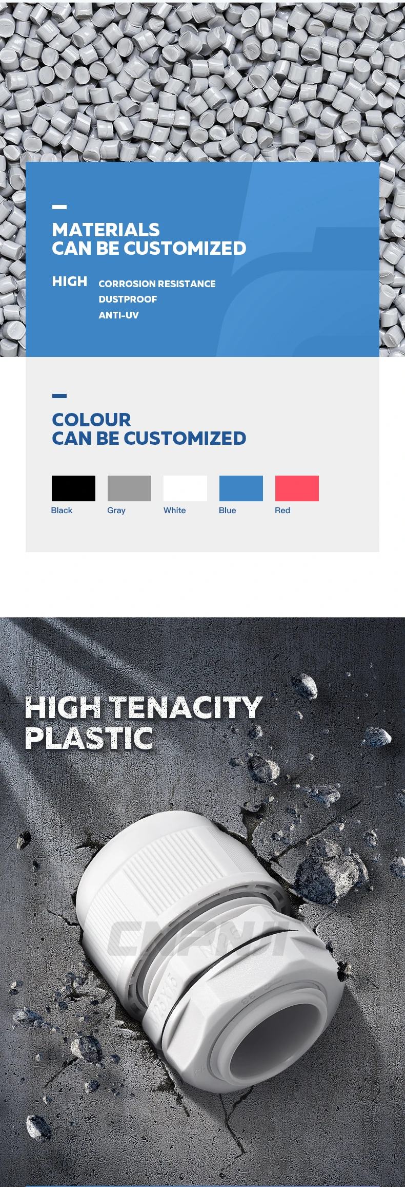 IP68 PP material Fiber Optic m75 cable gland For Closure