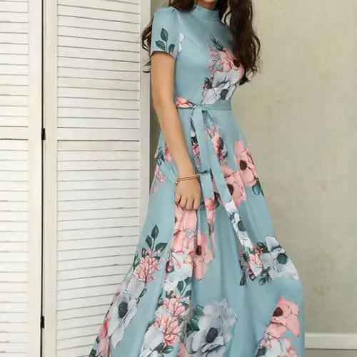 

2019 new design Waist One-piece Dress printed floral with high quality 224976