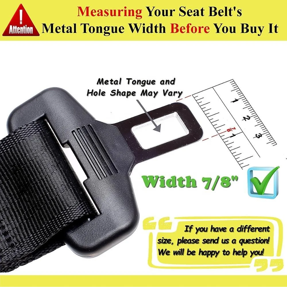 
Seat Belt Extender, 7/8 inch Metal Tongue, Car seat belt buckle extension for Obese Men Pregnant Women Children Safety Seats 