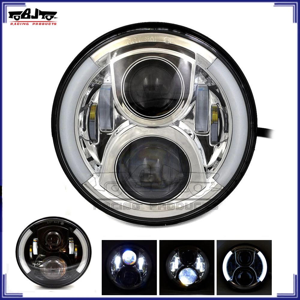 7" LED Motorcycle Projector Round Headlight Bulb For Harley Davidson Touring