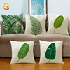 Manufacturer Price Green Palm Leaf Digital Printed Custom Photo Christmas Linen Cushion Cover